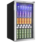 EUHOMY Getränkekühlschrank 90L Mini-Kühlschrank für 126 Dosen mit verstellbaren Ablage Getränkekühlschrank, 79.5 cm hoch, 47.5 cm breit, für Limonade, Bier oder Wein, für Zuhause, Bar und Büro silberfarben 47.5 cm x 79.5 cm x 44.5 cm