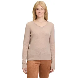 Strickpullover BETTY BARCLAY "Betty Barclay Kaschmir-Pullover mit V-Ausschnitt", Damen, Gr. 40, beige (funghi melange), Obermaterial: 100% Kaschmir., Basic, gerade normal, V-Ausschnitt, Langarm, Pullover, Strick