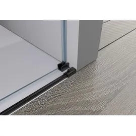 Bernstein DX906 Nischendusche mit Schiebetür 140 x 200 cm Schwarz matt 8 mm Nano Echtglas