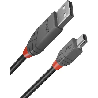 Lindy USB-Kabel USB 2.0 USB-A Stecker, USB-Mini-B Stecker 2.00 m Schwarz, Grau 36723