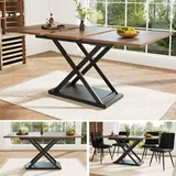 Fortuna Lai Esstisch Teleskoptisch(120-160×80cm), Ausziehbarer Esstisch , platzsparender Küchentisch, Schwarz gekreuzte Eisenbeine,für Küche un... - Schwarz