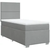 vidaXL Boxspringbett mit Matratze Hellgrau 100x200 cm Stoff