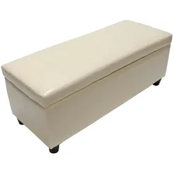 Mendler Bank Sitzbank MIT Aufbewahrung Kriens Leder + Kunstleder 112x45x45cm ~ creme
