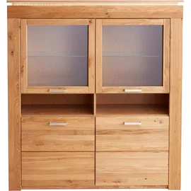 vogl möbelfabrik Vitrine VOGL MÖBELFABRIK, braun (wildeiche teilmassiv), B:142cm H:156cm T:40cm, Schränke, Vitrine, Höhe 156 cm