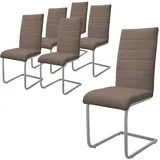 ML-Design Esszimmerstühle 6Er Set Braun Freischwinger Stuhl aus Kunstleder
