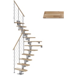 DOLLE Mittelholmtreppe »Dublin«, buchenholz, 14 Stufen, bis 337cm Raumhöhe - grau