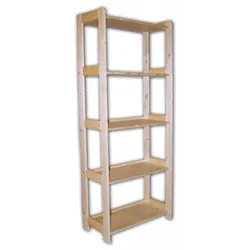 Holzregal Massivholz 33 x 45 x 166 cm, 5 Fachböden - Farbloser Lack - Fachbodenmaterial: Holzböden
