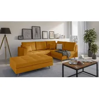S-style möbel Ecksofa und Fußhocker Matthias aus Gelb Luxusmicrofaser