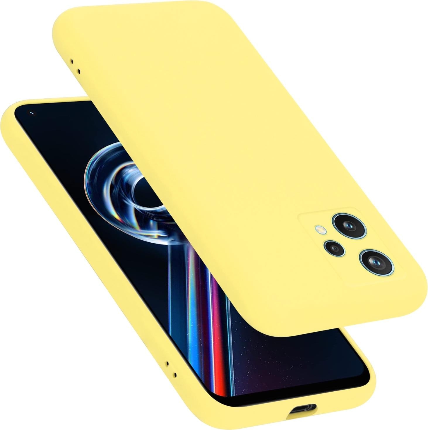 Cadorabo TPU Liquid Silicone Case Hülle für Realme 9 5G / 9 PRO / V25 / Q5 / OnePlus Nord CE 2 LITE 5G (OnePlus Nord CE 2 Lite 5G, OnePlus 9 Pro, OnePlus 9), Smartphone Hülle, Gelb