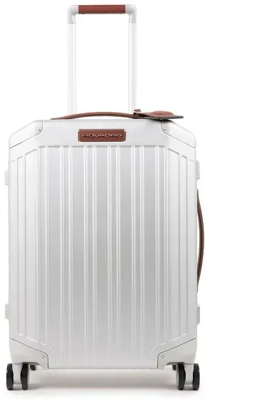 Piquadro Alu 4-Rollen Kabinentrolley 55 cm  silberfarben