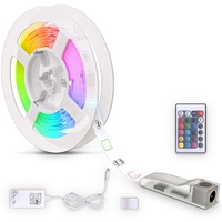 B.K.Licht LED Stripe, LED Band, 3m RGB Fernbedienung, selbstklebend, Farbwechsel, kürzbar, Weiß