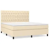 vidaXL Boxspringbett mit Matratze Creme 180x200 cm Stoff