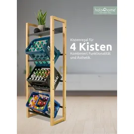 holz4home Getränkekistenregal 56 x 32 x 153 cm Braun/Schwarz