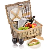 sänger Picknickkorb Amrum 13-teiliges Set für 2 Personen mit Geschirr 37 x 30 x 20 cm braun