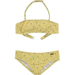 Bandeau-Bikini BUFFALO "Candy Kids", Kinder, Gr. 134/140, N-Gr, gelb (gelb, bedruckt), Recycling-Polyamid, bedruckt, gepunktet, Bikini-Sets, mit Streusel-Druck