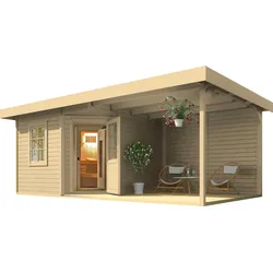 Saunahaus WEKA "Salo", beige (natur), Saunaofen, externe Steuerung, 7,5 kW, Saunen, 7,5 kW-Ofen mit digitaler Steuerung