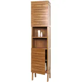 Mendler Teak-Hochschrank HWC-M73, Badschrank, 2 T√oren 6 F√§cher, hochwertiges B-Grade-Teak (Kernholz, 20-30 Jahre) 181x40x35cm