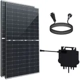 EPP.Solar Balkonkraftwerk 880W Balkonkraftwerk 800W komplett Steckdose - Balkonkraftwerk, 880,00 W, Bifazial-Zellen, (800 Watt upgradebarer Growatt NEO Wechselrichter 600W/800W), 2x440W Bifaziale Glas/Glas Solarmodule im Solaranlage Komplettset schwarz