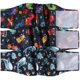 Hisprout waschbare männliche Hundewindeln, Super absorbierende männliche Hund Bauch Band Pack von 3, Sanitärhosen Hundewickeln für kleine mittlere große Hunde(Whale/Robot/Dinosaur,XL)