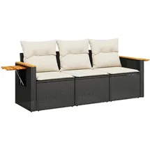 vidaXL Garten-Lounge-Set 3-tlg. schwarz/weiß