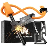 Wolfgangs Feuerstahl Outdoor (Orange) - Feuerstein Survival - Feuerstarter Set - Outdoor Feuerzeug - Feuersteine - Survival Feuerzeug - EIN MUSS für Jede Survival Ausrüstung