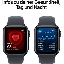 Apple Watch SE 2024 GPS 40 mm Aluminiumgehäuse Mitternacht, Sportarmband Mitternacht S/M