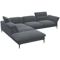 FLEXLUX Ecksofa Salino, Funktionssofa mit Ottomane, Relaxsofa, Ecksofa, Sofa mit Arm- und Kopfteil-Verstellungen, Kaltschaum & Stahl-Wellen grau