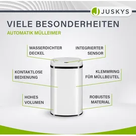 Juskys Automatik Mülleimer mit Sensor - Weiß