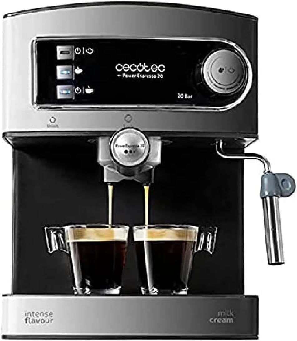 Cecotec Cumbia Power Espresso 20 Barista Aromax Kaffeemaschine. Leistung 2900 W, 2 Heizsysteme, 20-bar-Druckpumpe, Manometer, Doppelauslassfilterhalter und 2 Filter (Basic)