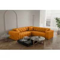 Fun Möbel Ecksofa Designersofa CHANTAL in Stoff Opera Velvet Gelb Seite Universal - Schwarz