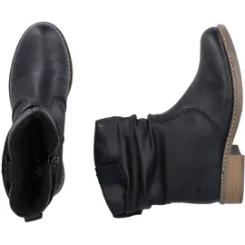 Rieker Winterboots RIEKER, Damen, Gr. 43 (8,5/9), schwarz, Lederimitat, unifarben, Schuhe Winterboots, Winterstiefelette, Blockabsatz, Warmfutter, geraffter slouchy Schaft