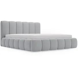 GRAINGOLD Polsterbett ohne Bettkasten, 180x200 Hellgrau Samt, Cloud