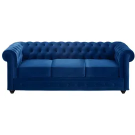 vente-unique Vente-unique-Couchgarnitur 3+2+1 & Samt - Dunkelblau - Chesterfield