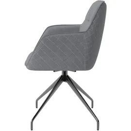 byLIVING Esszimmerstuhl Memphis - grau Schwarz, Metall, schwarz/Esszimmerstuhl/B 62 H 96 T 60 cm Stoffauswahl, Sitzfläche 360° drehbar, inklusive Armlehnen, abwischbar, gepolsterte Armlehnen, Esszimmer, Stühle, 2er-Set, gepolstert mit hochwertigem