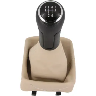 RECAMBO Schalthebel Schaltknauf, Schaltsack, Wahlhebel, Kappe für VW Polo 9N, 2001-2009, Plug & Play, Auto Schalthebel Schaltmanschette, schwarz - beige beige|schwarz Knauf + Sack 5 Gang