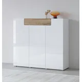 INOSIGN Highboard »Toledo,Breite 147,5 cm,trendige Hochkommode mit 3 Türen 1SK«, Hochschrank mit viel Stauraum, stylische Hochglanzfronten weiß