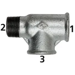 T-Stück 134, I/I/A, Rp/Rp/R 2", Temperguss schwarz feuerverzinkt
