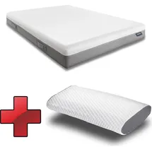sleezzz Viskoelastik-Matratze Sleezzz Premium 140 x 200 cm, Höhe 20 cm, Härtegrad H2/H3, mit Wendegriffen + Sleezzz® Cool Kühl-Effekt Kissen