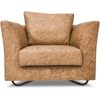 Alte Gerberei Sessel, Extravagante Füße aus lackiertem Metall, beige