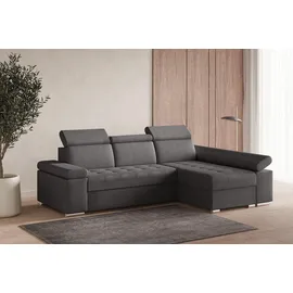moeblo Ecksofa L mit Schlaffunktion, verstellbaren Kopfstützen & Bettkasten – Modernes Schlafsofa mit Stauraum - Ecksofa Luka L - Grau (Twist 20... - Grau