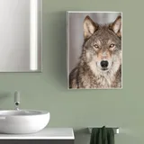 Banjado XXL Medizinschrank Abschliessbar 35x46x15cm Arzneischrank Weiß Aus Metall Mit Motiv Soraya