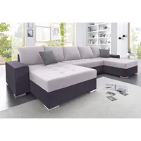 Collection AB Wohnlandschaft Polyester U-Form 2-Sitzer + 3-Sitzer Silber