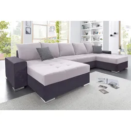 Collection AB Wohnlandschaft Polyester U-Form 2-Sitzer + 3-Sitzer Silber