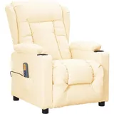 vidaXL Massagesessel Kunstleder 339078 80 x 100 x 90 cm Creme mit verstellbarer Rückenlehne und Massagefunktion