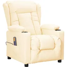 vidaXL Massagesessel Kunstleder 339078 80 x 100 x 90 cm Creme mit verstellbarer Rückenlehne und Massagefunktion