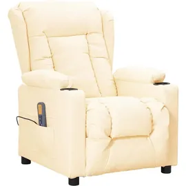 vidaXL Massagesessel Kunstleder 339078 80 x 100 x 90 cm Creme mit verstellbarer Rückenlehne und Massagefunktion