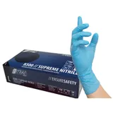 Nitras SUPREME NITRILE blau Nitril Einmalhandschuhe, Unsteril, Rollrand, puderfrei, beidseitig tragbar, 1 Packung = 100 Stück, Größe S