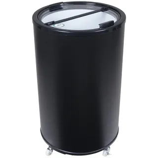 Gastro-Cool PT40 Party-Cooler / Kühltonne 40 Liter mit Glasdeckel schwarz, auf Rollen