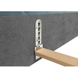 LEONIQUE Polsterbett LEONIQUE "Elloree, in 4 Breiten bis 200cm, auch in Leder", blau (blau, grau), B:176cm H:105cm L:234cm, 100% Polyester, Betten, Polsterbett, Kopfteilhöhe 105 cm, belastbar bis 280 kg, auch in Überlänge 220cm