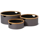 Lumaland Aufbewahrungsbox 3er Set rund 45 x 20 cm, 38 x 16 cm, 30 x 12 cm grau